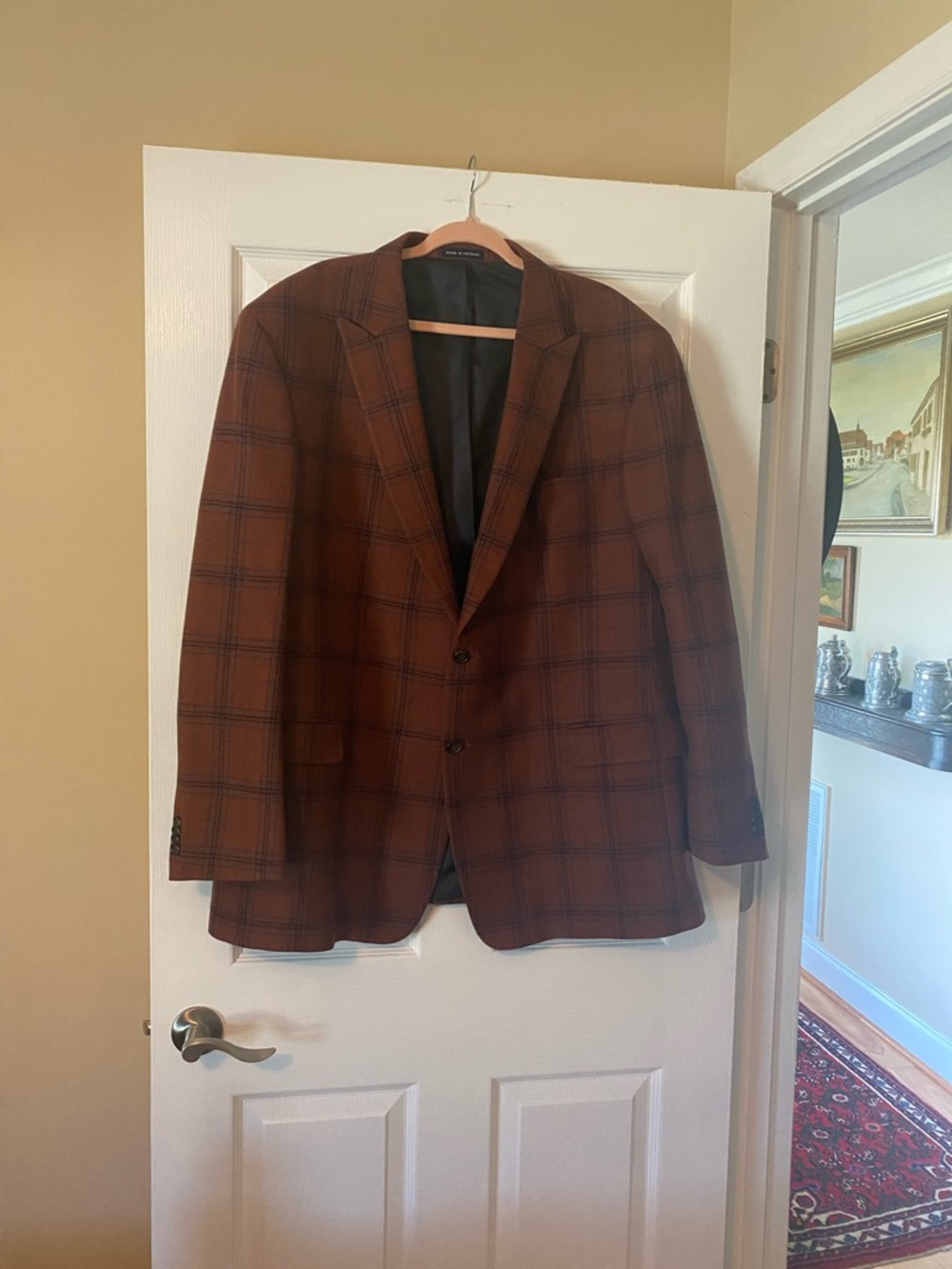 Paul Fredrick Rust Brown Plaid Sport Coat